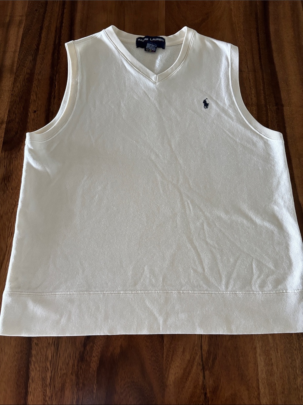 Ralph Lauren White Kids Sleeveless V-Neck Tank with Navy Pony